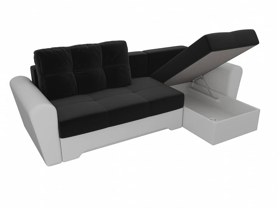 Угловой диван черный с белым